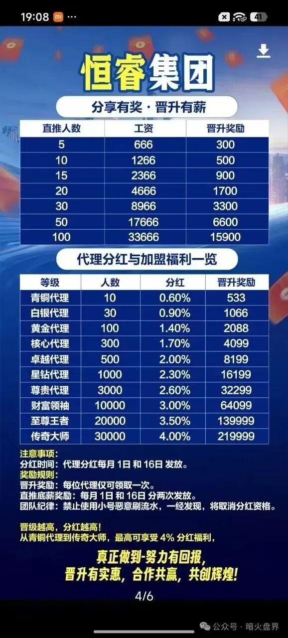 “恒睿集团”彩票跟单骗局,不过是一场披着高薪推广外衣的资金盘陷阱!